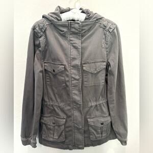 TINSEL | Charcoal Gray Functional Front Pockets Utility Jacket | Small